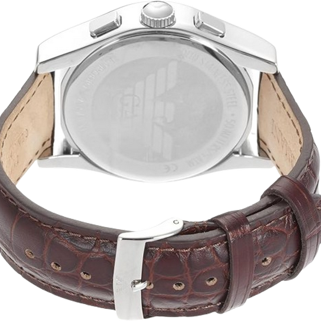 Emporio Armani Mens Quartz Chronograph Display and Leather Strap