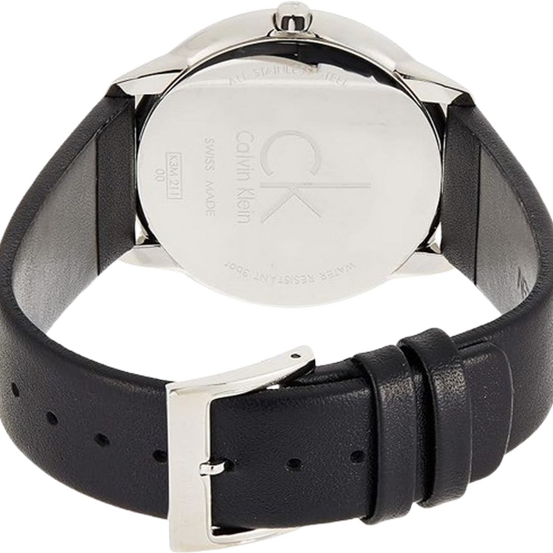 Calvin Klein Unisex-Adult Quartz Watch, Analog Display and Leather Strap