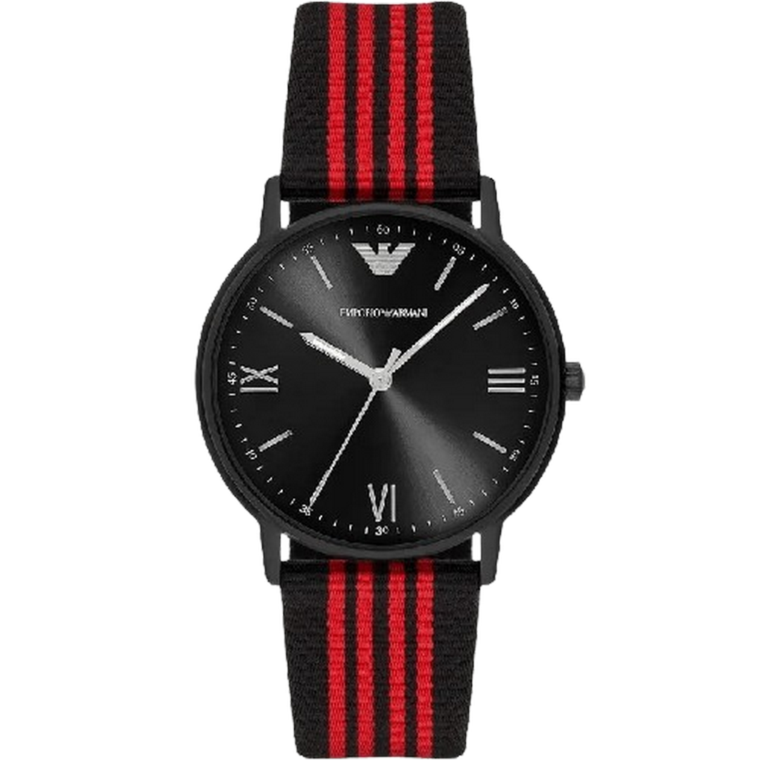 Emporio Armani Kappa Black Dial Two Tone NATO Strap