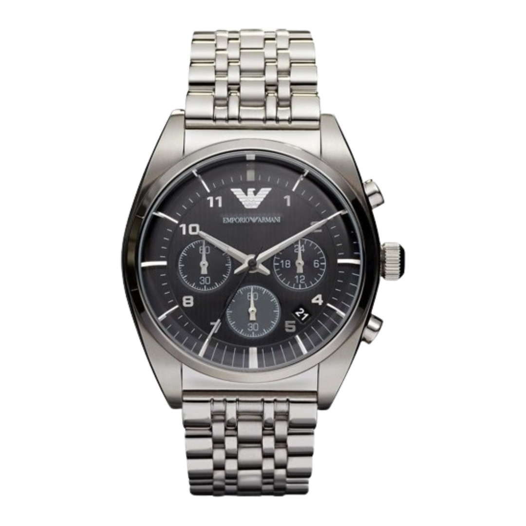 Emporio Armani Mens Chronograph Display and Stainless Steel Strap