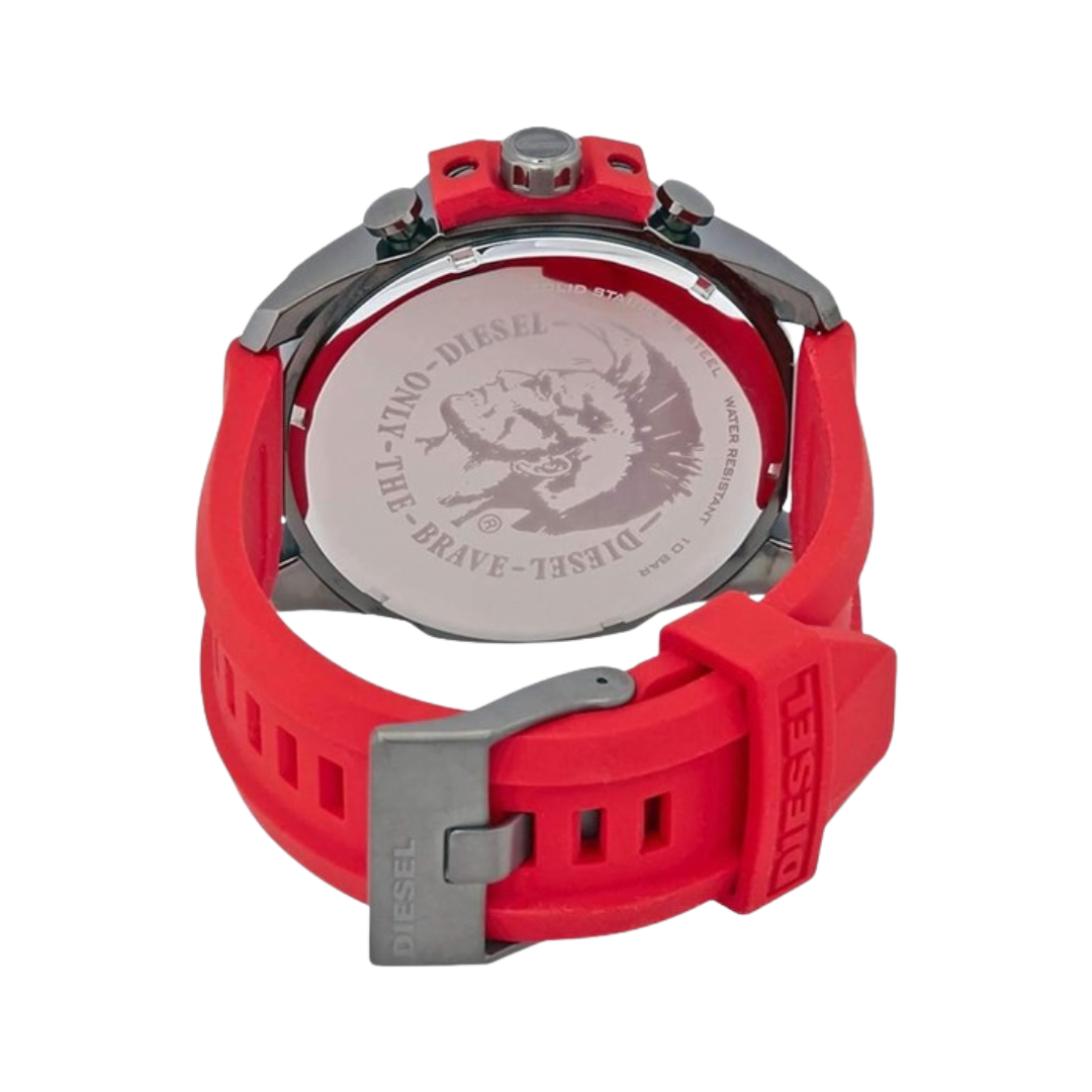 Diesel Men's Mega Chief Quartz Stainless Steel and Leather Red DZ4423