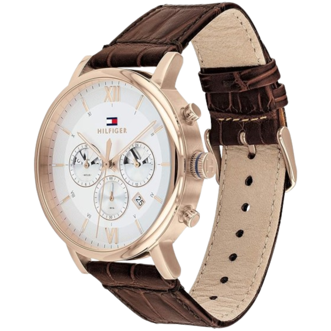 Tommy Hilfiger Men's Quartz Watch, Chronograph Display and Leather Strap