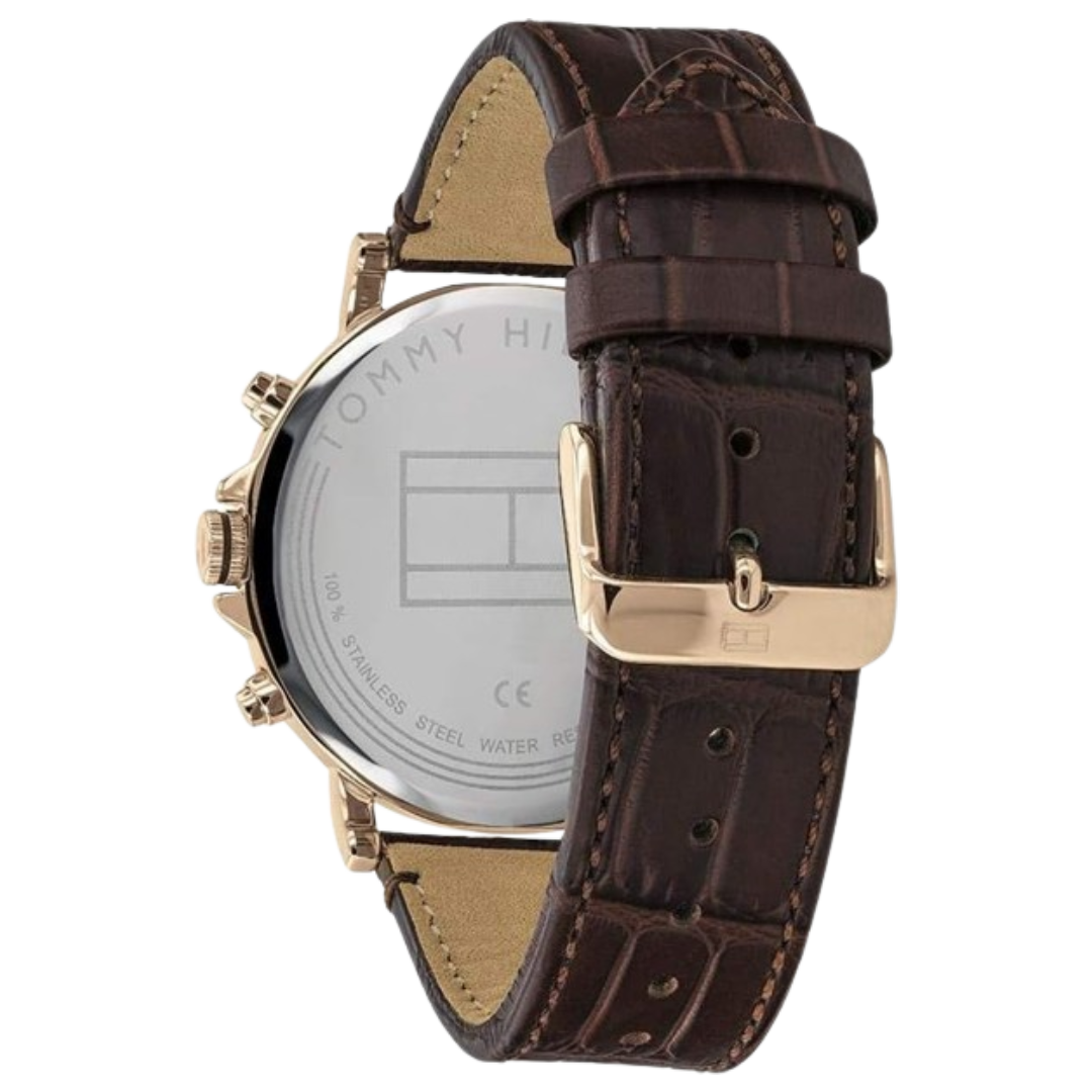 Tommy Hilfiger Men’s Quartz Brown Leather Strap Black Dial