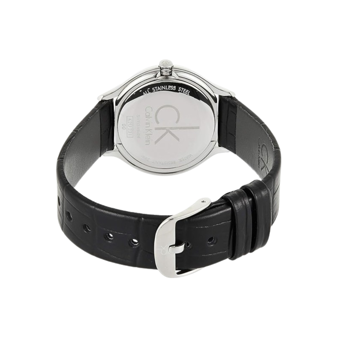 Calvin Klein Women Black Dial Leather Band Watch - K3M231C4