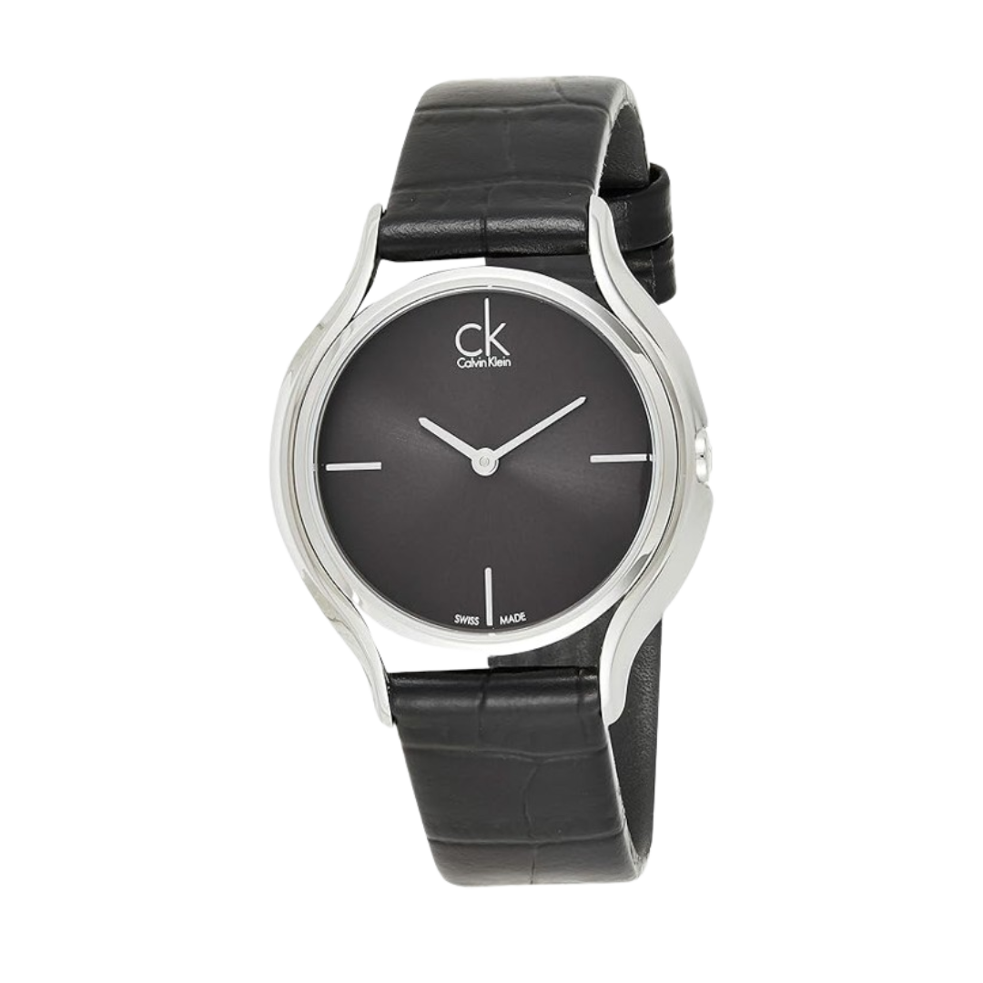 Calvin Klein Women Black Dial Leather Band Watch - K3M231C4