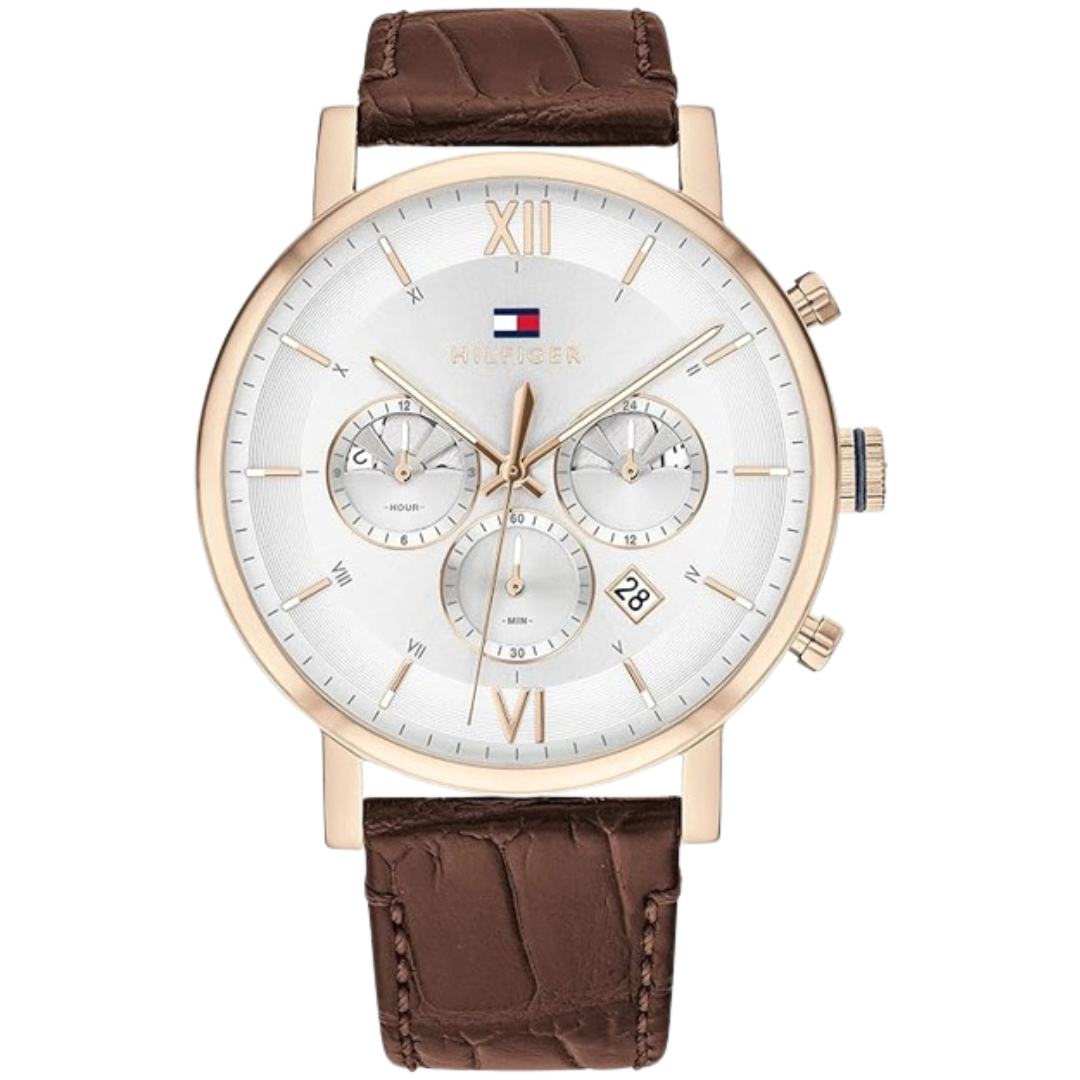 Tommy Hilfiger Men's Quartz Watch, Chronograph Display and Leather Strap