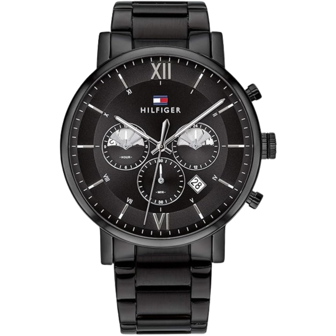 TOMMY HILFIGER EVAN MEN's BLACK DIAL