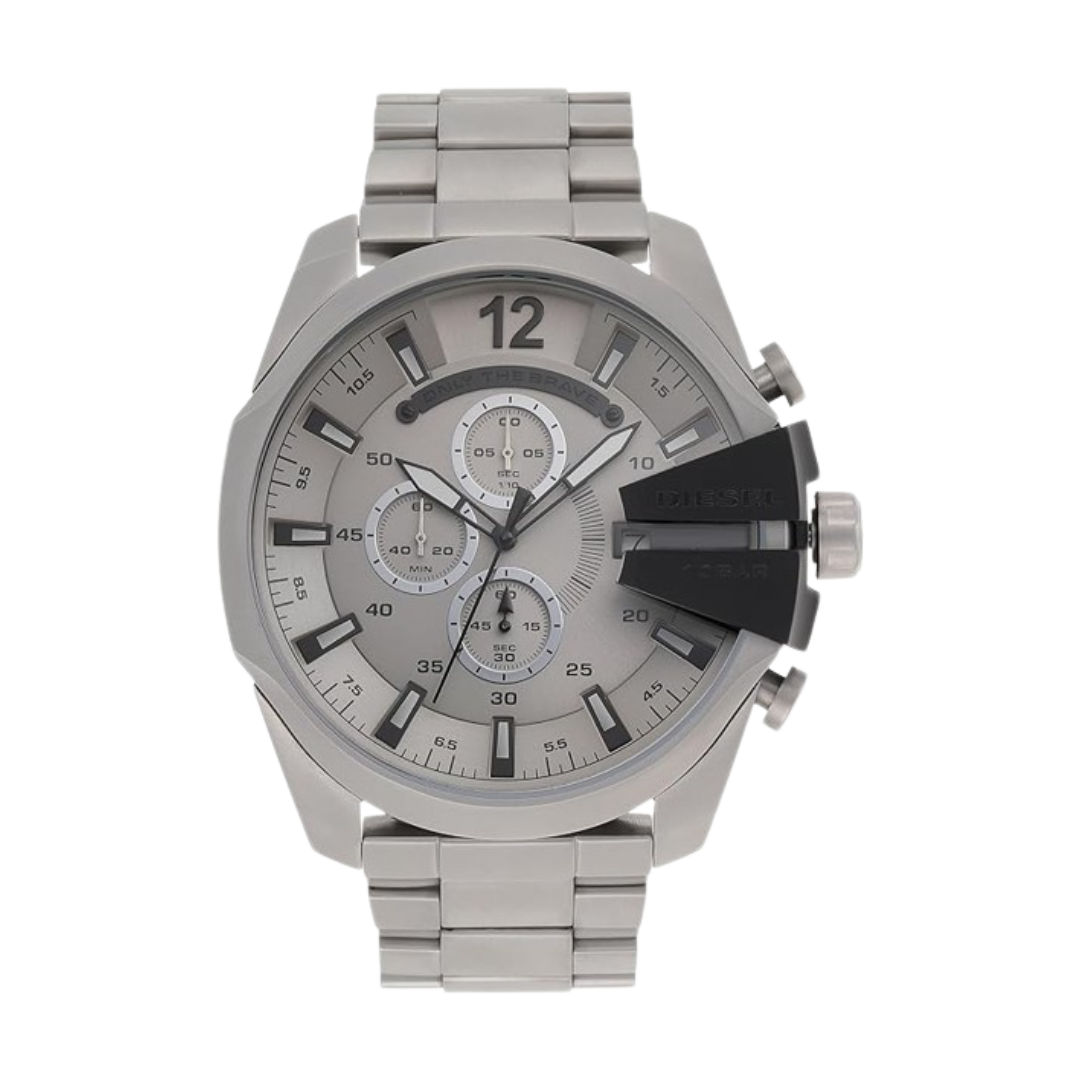 Diesel Men's Mega Chief Chronograph Silver-Tone Stainless Steel Watch DZ4501