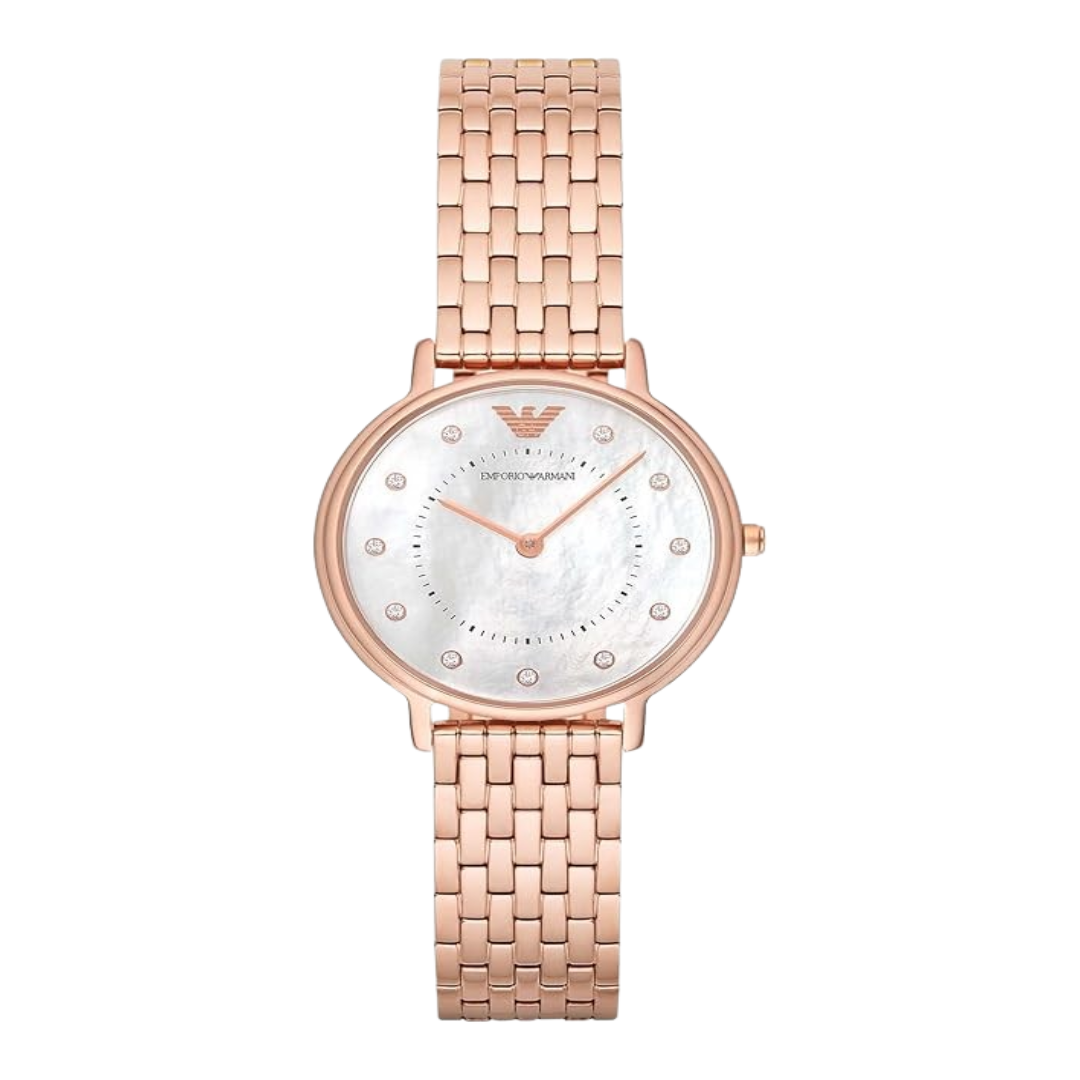 Emporio Armani AR11006 Quartz Movement Analogue Rose Gold Tone Mother of Pearl Dial