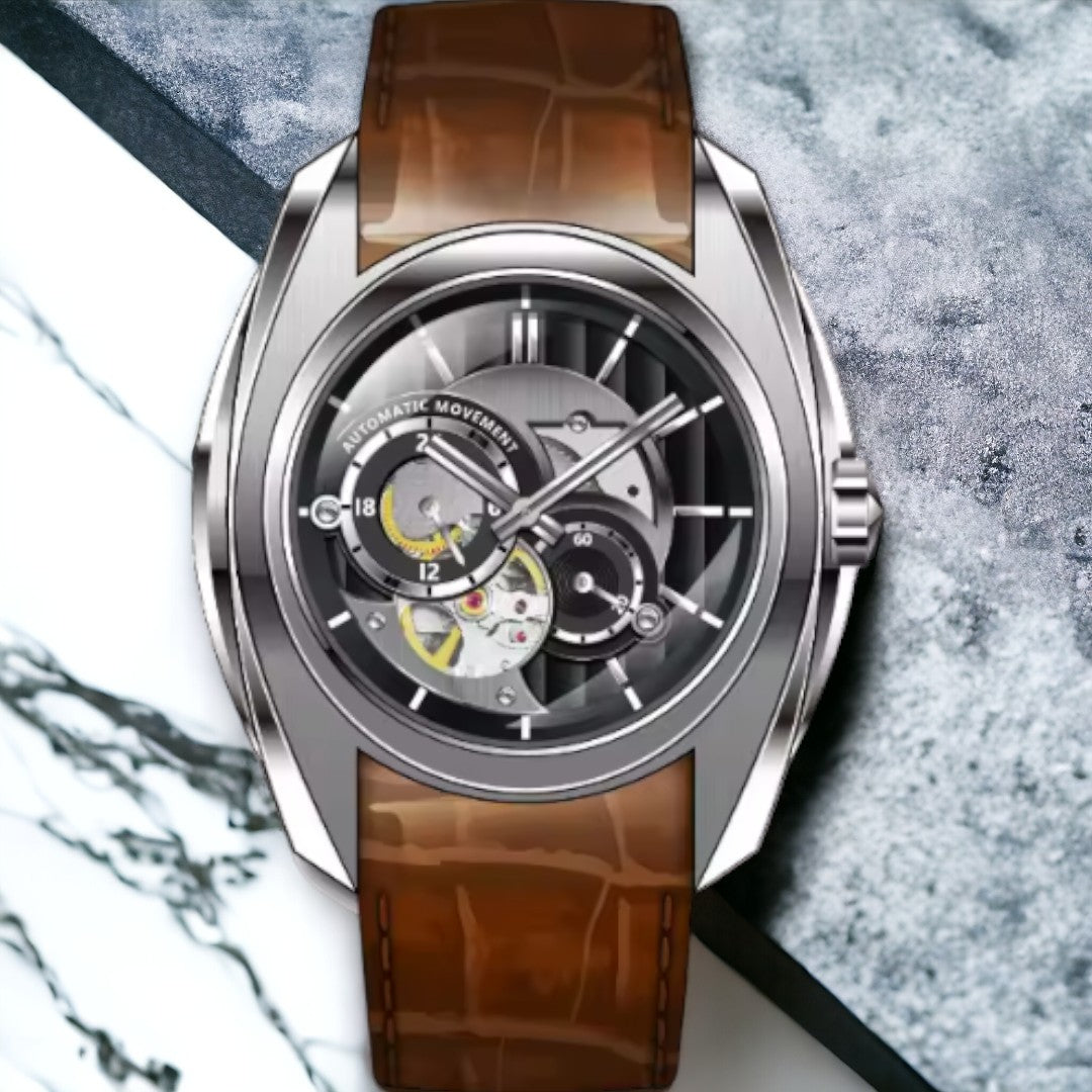 Elegant Tourbillon Mechanical Watch with Hollow-Out Design