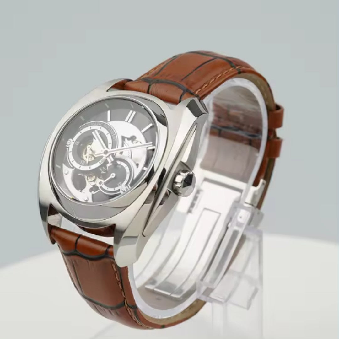 Elegant Tourbillon Mechanical Watch with Hollow-Out Design