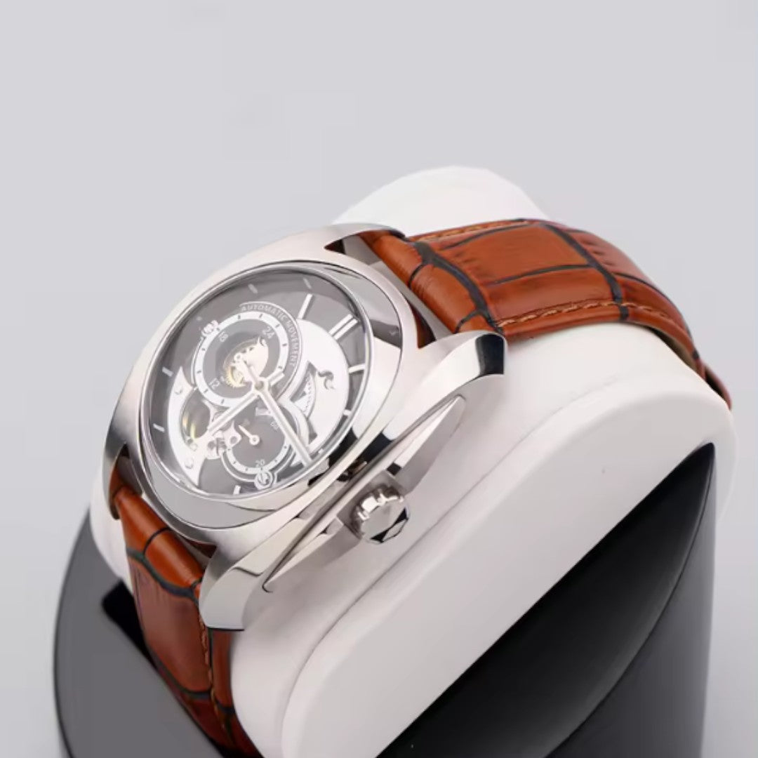 Elegant Tourbillon Mechanical Watch with Hollow-Out Design