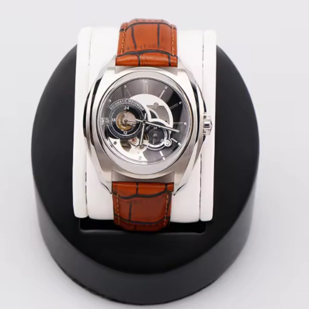 Elegant Tourbillon Mechanical Watch with Hollow-Out Design