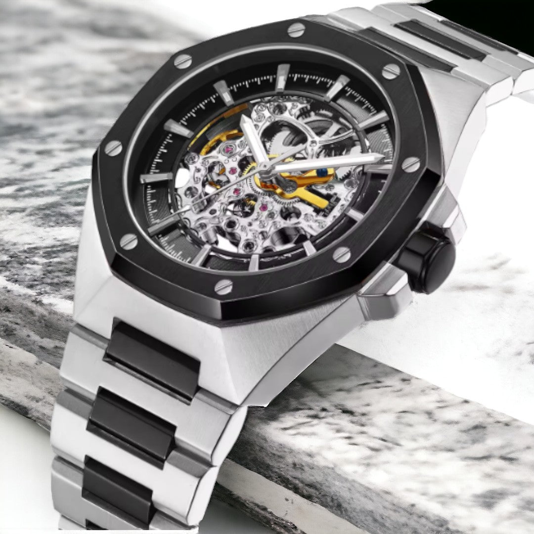 Tourbillon Skeleton Stainless Steel Automatic Waterproof Watch