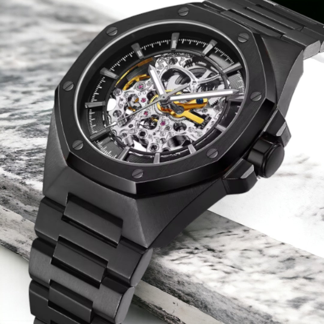 Tourbillon Skeleton Stainless Steel Automatic Waterproof Watch