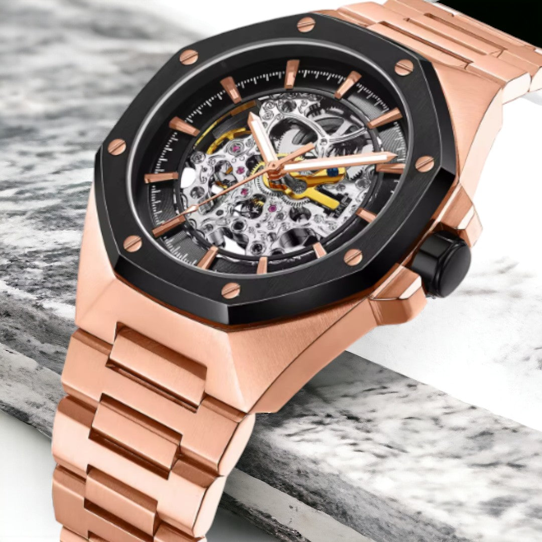 Tourbillon Skeleton Stainless Steel Automatic Waterproof Watch