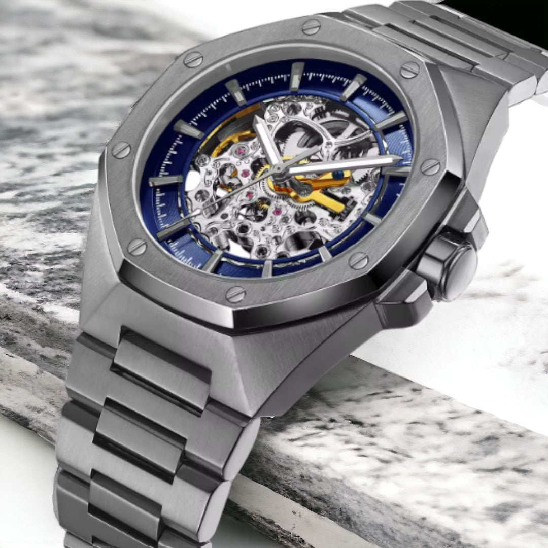 Tourbillon Skeleton Stainless Steel Automatic Waterproof Watch