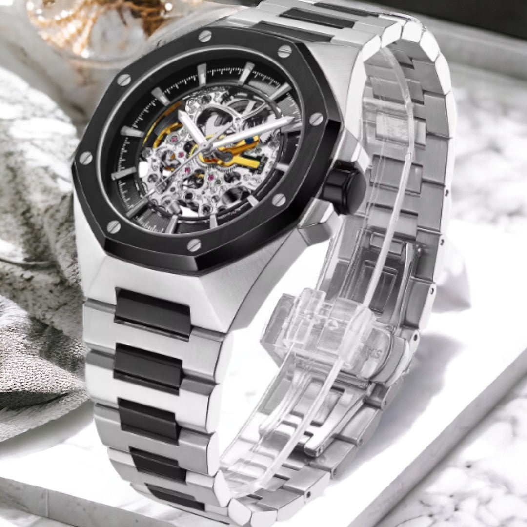 Tourbillon Skeleton Stainless Steel Automatic Waterproof Watch