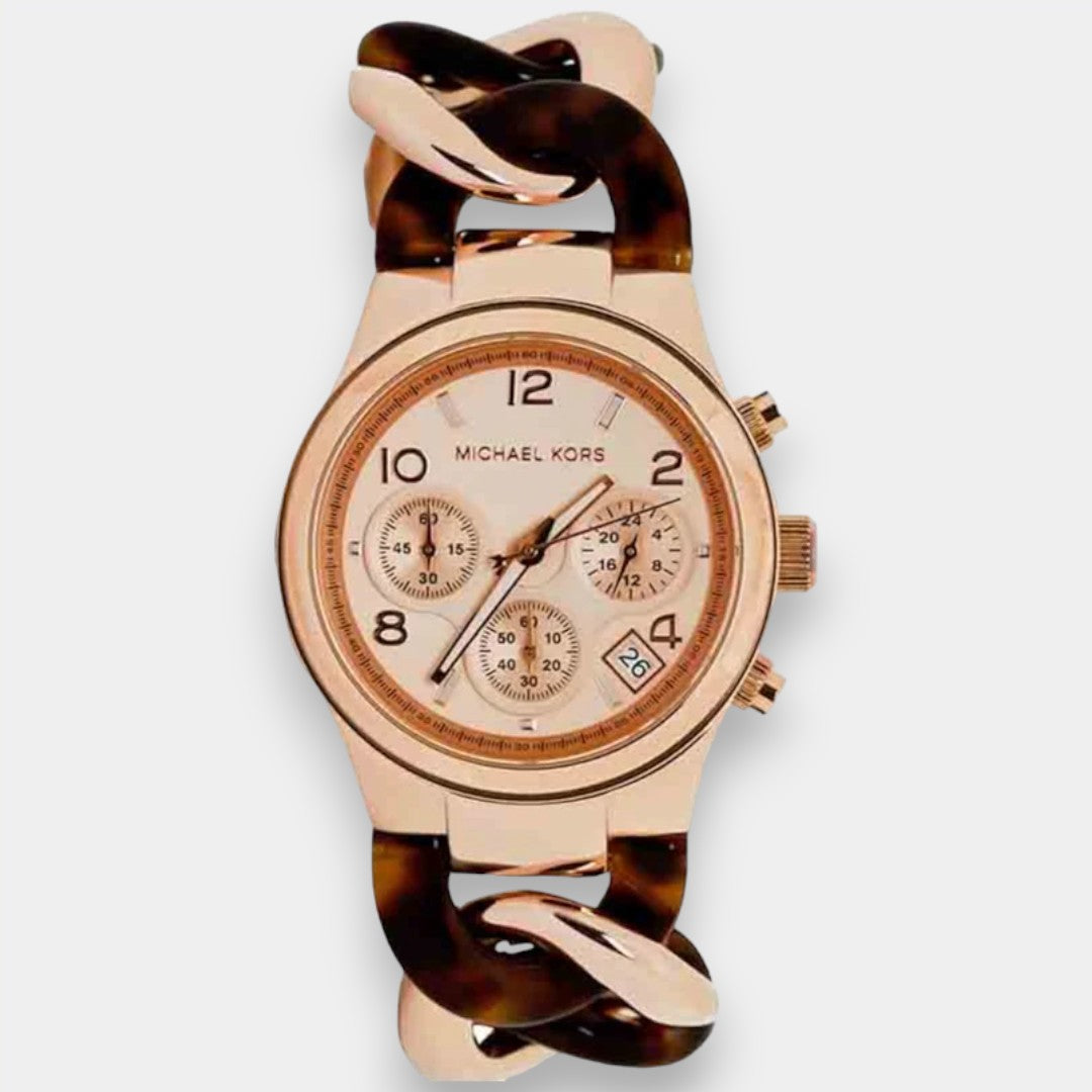 Michael Kors Runway Rose Gold Dial Two Tone Steel Strap Watch For Women - MK4269