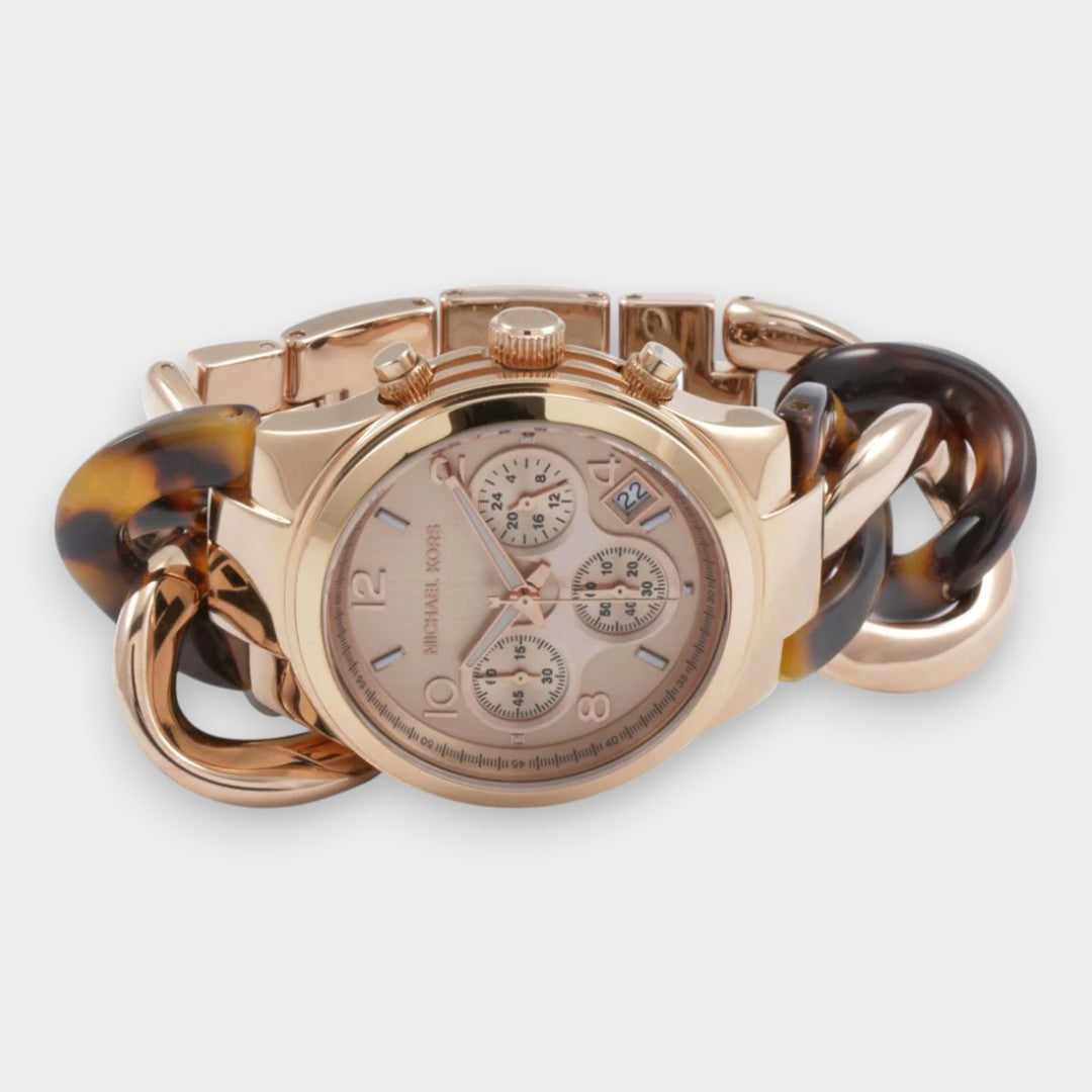 Michael Kors Runway Rose Gold Dial Two Tone Steel Strap Watch For Women - MK4269