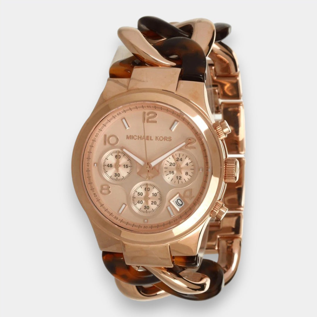 Michael Kors Runway Rose Gold Dial Two Tone Steel Strap Watch For Women - MK4269