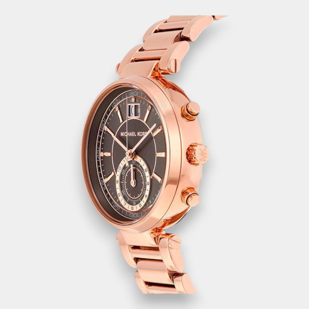 Michael Kors Sawyer Rose Gold Dial Rose Gold Steel Strap Watch For Women - MK6226