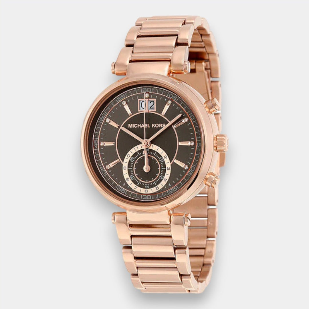 Michael Kors Sawyer Rose Gold Dial Rose Gold Steel Strap Watch For Women - MK6226