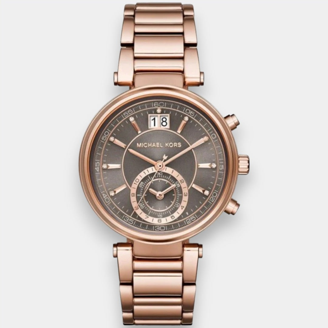 Michael Kors Sawyer Rose Gold Dial Rose Gold Steel Strap Watch For Women - MK6226