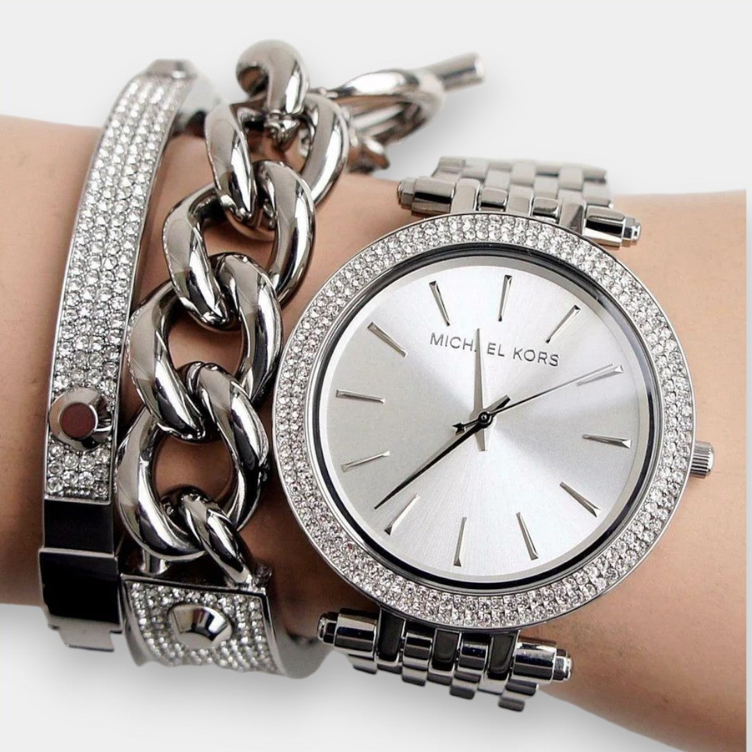 Michael Kors Darci Silver Dial Silver Stainless Steel Strap Watch For Women - MK3190