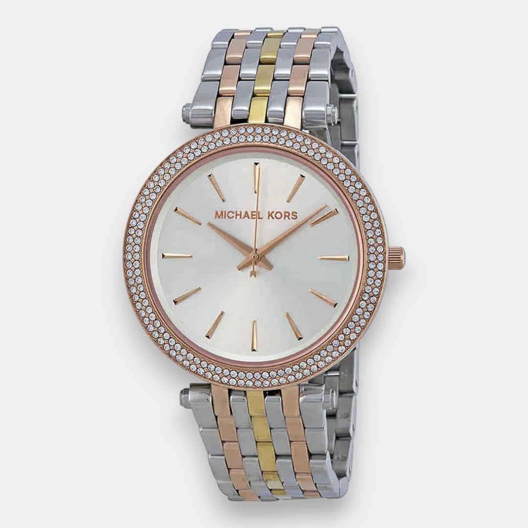 Michael Kors Darci Silver Dial Two Tone Stainless Steel Strap Watch For Women - MK3203