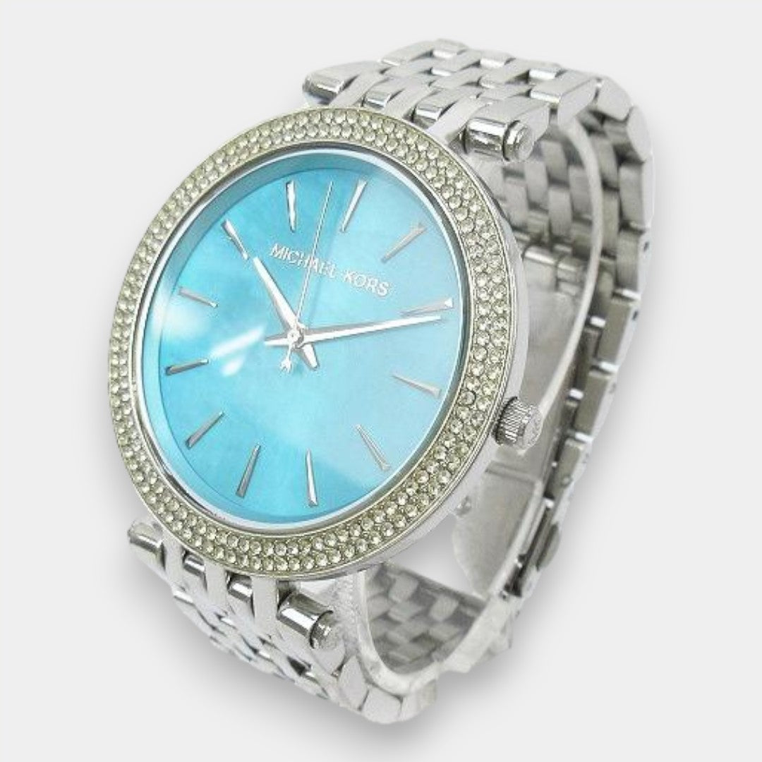 Michael Kors Darci Blue Mother Of Pearl Dial Silver Steel Strap Watch For Women - MK3515