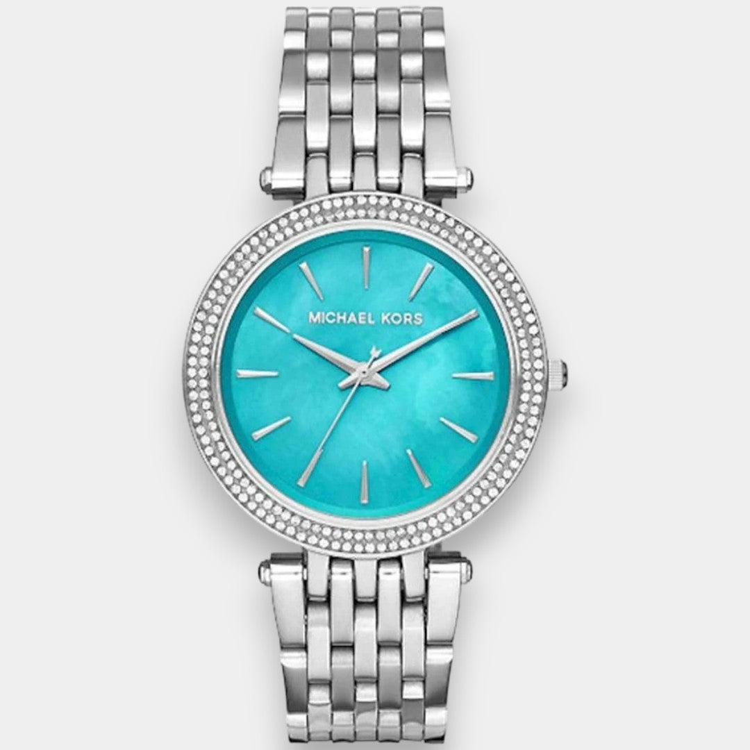 Michael Kors Darci Blue Mother Of Pearl Dial Silver Steel Strap Watch For Women - MK3515