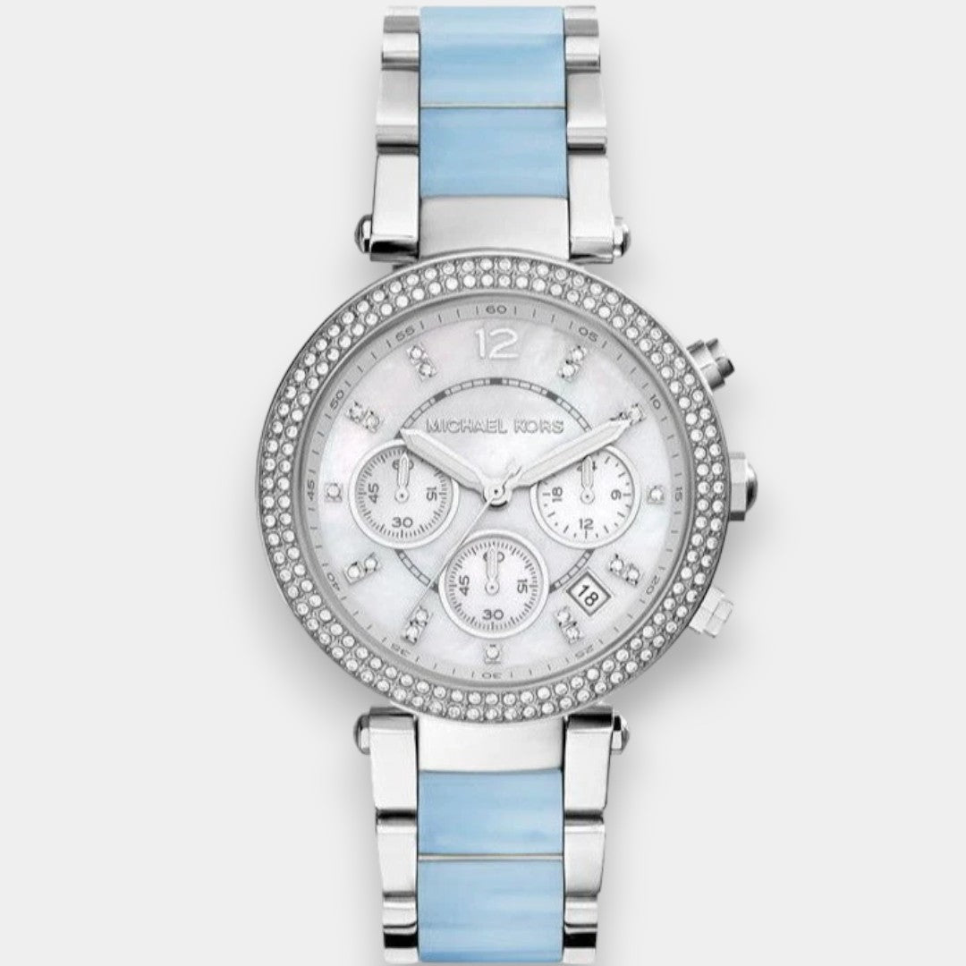 Michael Kors Parker White Dial Two Tone Steel Strap Watch For Women - MK6138