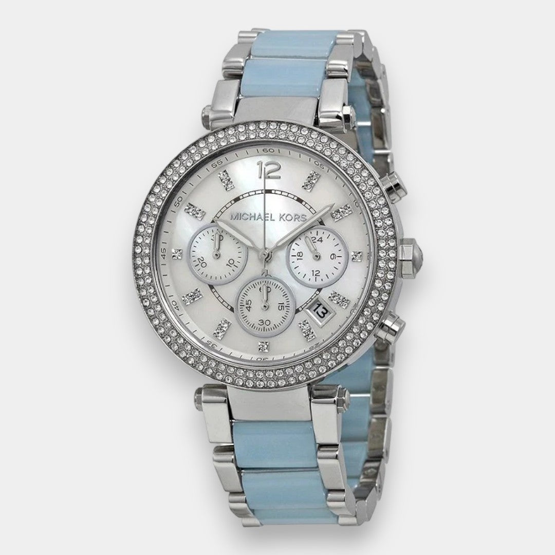 Michael Kors Parker White Dial Two Tone Steel Strap Watch For Women - MK6138