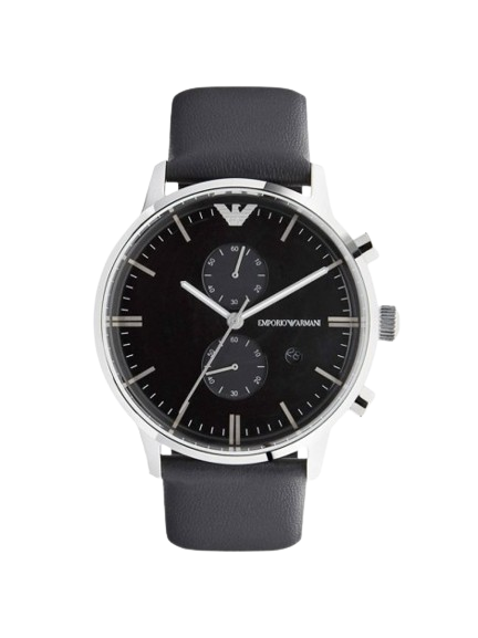 Emporio Armani Men’s Quartz Leather Strap Black Dial