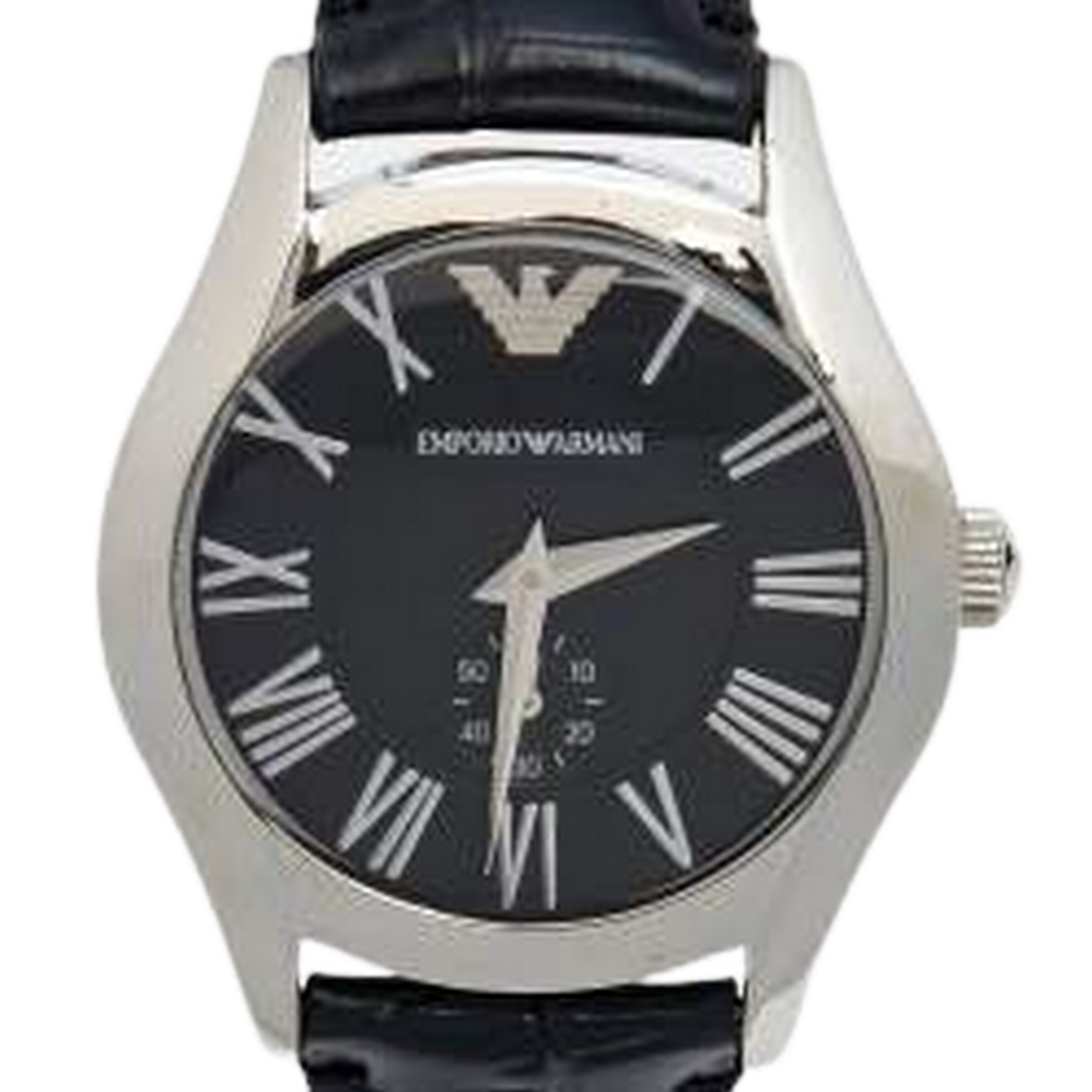 Emporio Armani Women's AR0644 Charcoal Grey Dial Black Leather